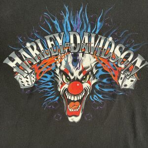 Vintage 2002 Harley Davidson T Shirt L Black Clown Graphic USA Made Biker Y2K